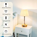 Ljojo LED Desk Lamp with USB C Charging Ports & Pull Chain - Small Bedside Table Lamp
