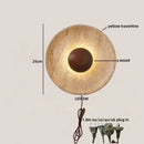 Ljojo LED Wall Sconce Wabi Sabi Yellow Travertine Stone Wood Bedroom Lamp
