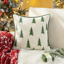 Embroidered Christmas Trees Pillow Cover with Velvet Piping - Ljojo Brand
