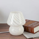 Glass LED Desk Light Mushroom Table Lamp Ljojo Korean Style Striped Bedside Lamp