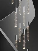 Ljojo Luxury Crystal Column Chandelier for Staircase LED Pendant Lamp