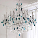 Ljojo Blue Crystal Chandelier Pendant Light - Luxury Glass Bedroom Decor Spiral Fixtures