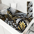 Ljojo Metallic Floral Branches Drying Mat: Non-Slip Absorbent Placemat