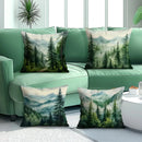 Ljojo Misty Forest & Mountain Pattern Pillowcase - Sofa Bedroom Car Cushion Cover