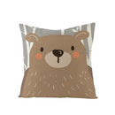 Ljojo Lovely Animals Linen Cushion Cover - Cute Bear Fox Deer Print