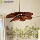 Japanese Retro LED Pendant Lights Coconut Leaf Shaped Chandeliers by Ljojo