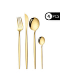 Ljojo 4-Piece Black Gold Stainless Steel Cutlery Set
