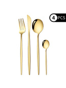 Ljojo 4-Piece Black Gold Stainless Steel Cutlery Set