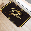 Ljojo Merry & Happy Year Door Mat: Golden Black Letter Print, Non-Slip Floor