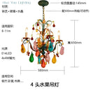 French Colorful Restaurant Chandelier Art Glass Lamp by Ljojo - Romantic Retro Crystal Candle Bedroom Lamp