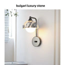 Ljojo Marble Stone LED Wall Sconce, Rotatable Switch, White Glass, Carbon Steel