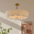 French Vintage Glass Ceiling Lamp Chandelier for Living Room by Ljojo