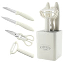 Ljojo 5-Piece Green Kitchen Tools Set: Peeler, Knife, Beater, Scissors - Multi-functional Cooking Gadget
