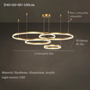 Ljojo Modern Acrylic LED Ring Chandelier for Home & Restaurant Decoration