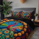 Ljojo Mexican Peacock Pattern Duvet Cover Set with 2 Pillowcases