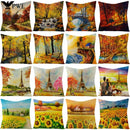 Ljojo Maple Leaf Sunflower Pillowcase for Living Room Bedroom Decor, 45*45cm