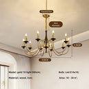 American Retro Candle Chandelier Living Room Solid Wood Iorn Pendant Light by Ljojo