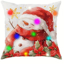 Ljojo LED Light Luminous Christmas Pillowcase, Santa Snowman Bell Design, 45x45cm