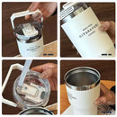 Ljojo 20oz Double Drink Thermos Cup - Vacuum Insulated Thermal Bottle Straw Water Cup