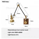 Nordic Vintage Copper Swing Arm Wall Lamp 360º Adjustable Bedside Sconce by Ljojo