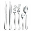 Ljojo Matte Silver Stainless Steel Cutlery Set - 4/6/16/24pcs Dinnerware Steak Knife Fork Spoon