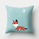 Fox and Bird Polyester Pillowcase by Ljojo: Cartoon Landscape Cushion Cover for Sofa