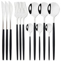Ljojo 12-Piece Black Gold Stainless Steel Cutlery Set for Parties and Kitchens