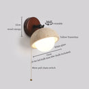 Ljojo Mid Century LED Wall Lights, Yellow Travertine Finish, Pull Chain Switch