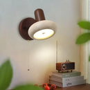 Ljojo LED Wall Sconce Yellow Travertine Pull Chain Switch, Mid Century Modern Style