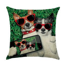 Cute Dog Watercolor Linen Cushion Cover 45*45cm - Ljojo
