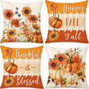Autumn Velvet Pillow Covers, Maple Leaf & Floral Pumpkin Designs for Fall Decor - Ljojo