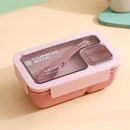 Ljojo 4-Grid Leakproof Bento Lunch Box with Tableware - Portable and Microwave-Safe
