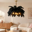 Ljojo European Pink Black Feather Pendant Light Chandelier for Living Dining Bedroom Home Decor