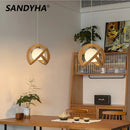 Ljojo Nordic Minimalist Chandelier Solid Wood Glass Lamp for Bedroom Living Room