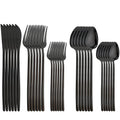 Ljojo 30-Piece Stainless Steel Cutlery Set, Black Mirror Flatware, Western Tableware