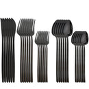 Ljojo 30-Piece Stainless Steel Cutlery Set, Black Mirror Flatware, Western Tableware