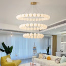 Nordic Modern Cream Pearl Circle LED Chandelier for Elegant Living & Dinning Spaces by Ljojo