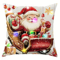 Ljojo LED Santa Snowman Bird Pattern Pillowcase for Christmas Home Decoration