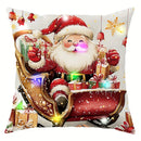 Ljojo LED Santa Snowman Bird Pattern Pillowcase for Christmas Home Decoration