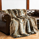 Ljojo Luxury Faux Fur Plaid Throw Blanket - Soft & Cozy Winter Sofa Cover