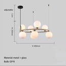 Nordic Glass Ball Ring Chandelier Pendant Lamp for Living Room by Ljojo