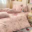 Ljojo Minimalist Cartoon Design Duvet Cover Set in 100% Cotton, 4-Piece Bedding Collection