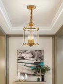 American Country Hanging Lamp Bronze Glass Chandeliers by Ljojo for Living Dinner Room Corridor
