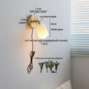 Ljojo LED Wall Light Fixture, Rotate Glass Wood Indoor Up Down Lamp