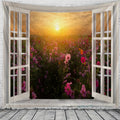 Ljojo 3D Window View Tapestry - Boho Style Wall Decor for Home, Bedroom, Dorm