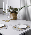 Ljojo Light Grey Faux Leather Oval Placemats for Stylish Table Decor