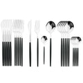 Golden Black Cutlery Set 24Pcs Stainless Steel Knife Fork Spoon Tableware Ljojo