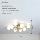 Nordic Gold Chandelier Modern Glass Ceiling Light Fixture for Living Room Bedroom - Ljojo