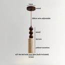 Ljojo LED Pendant Light Yellow Travertine Wood Hanging Lamp
