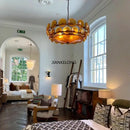 French Retro Brown Amber Glass Living Room Chandelier - New American Minimalist Luxury Pendant Light by Ljojo